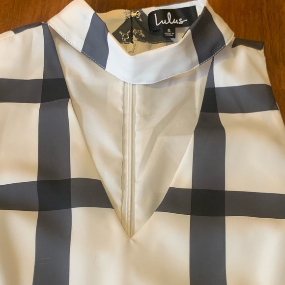 Lulu's Dress Small Black and White Plaid Mini Sleeveless - Picture 6 of 11